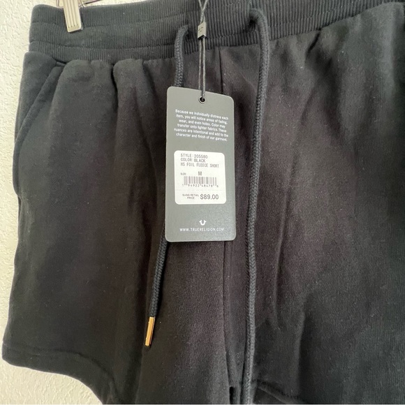 True Religion Logo Sweat Short Gold Foil Logo Black Medium NWT - Picture 6 of 7